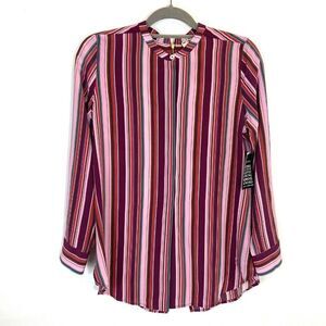 NWT Figue 100% silk striped button front blouse S